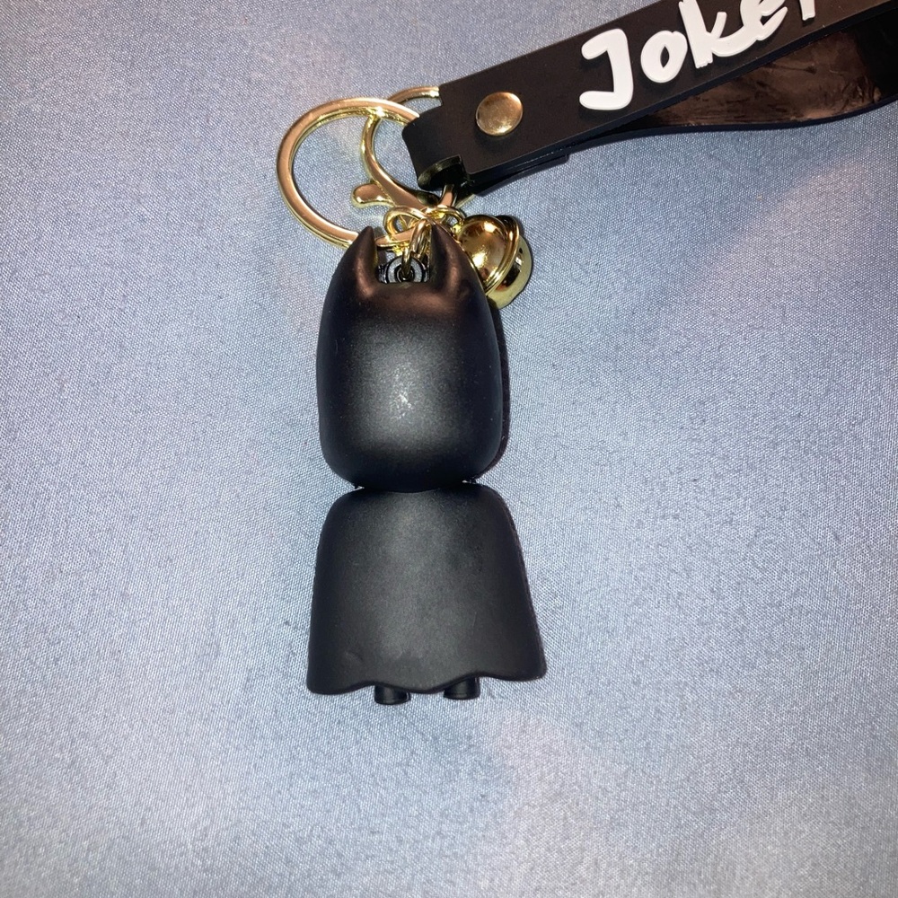 Black Batman Keychain/Bag Charm with Joker Strap - Picture 3 of 3